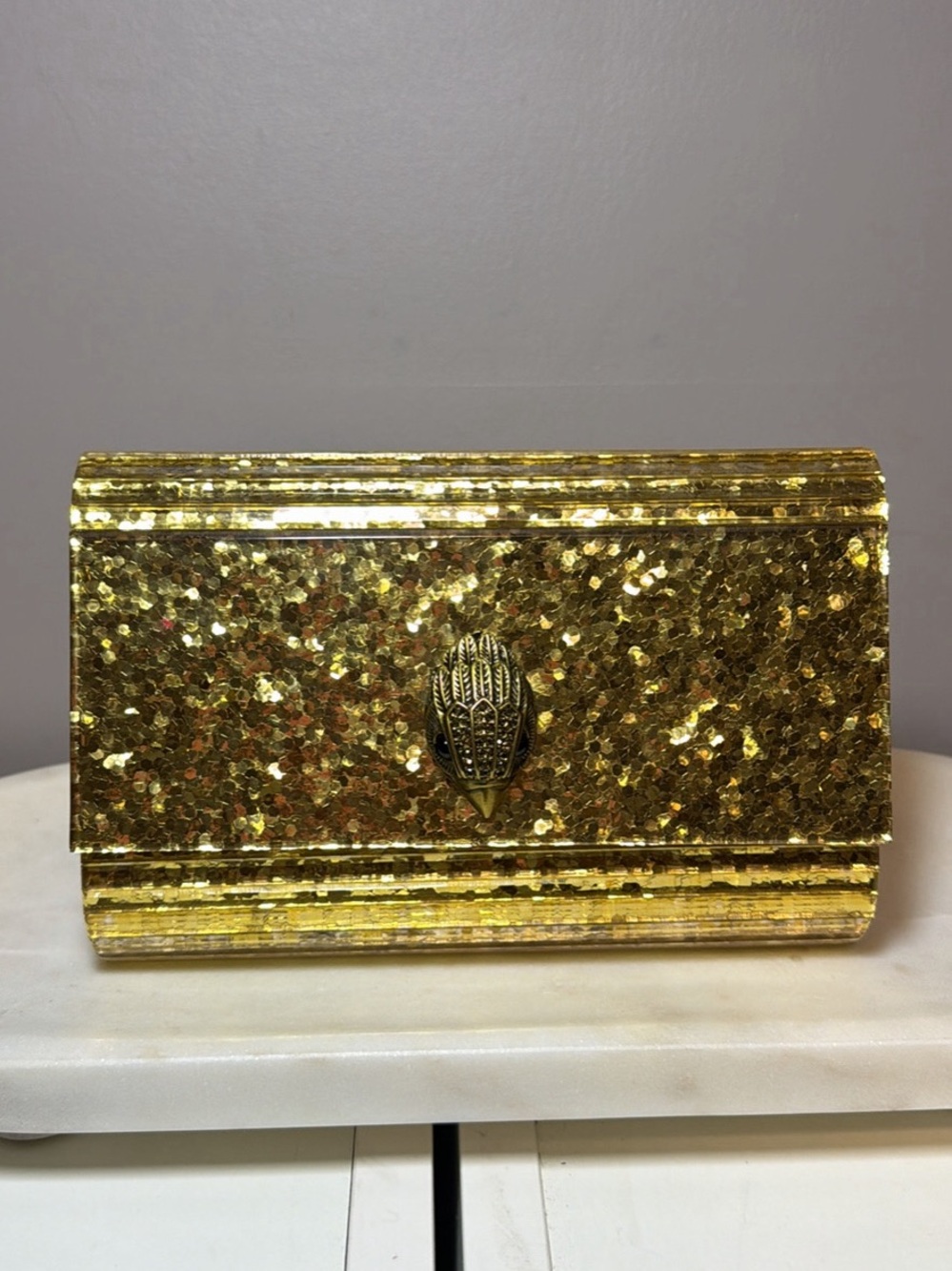Kurt Geiger Gold Sequin Evening Clutch